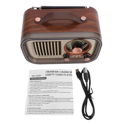 רמקול בלוטות' רדיו רטרו נייד AM FM SW רדיו רמקול אלחוטי נטען עם אנטנה טלסקופית לבית