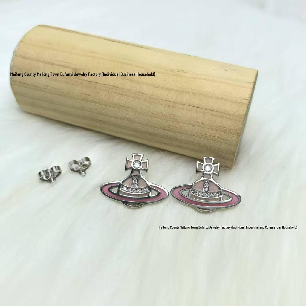 Concetta Cixi Glass Saturn Set: Necklace, Bracelet, Stud Earrings - Women's Luxurious Punk Clavicle Chain