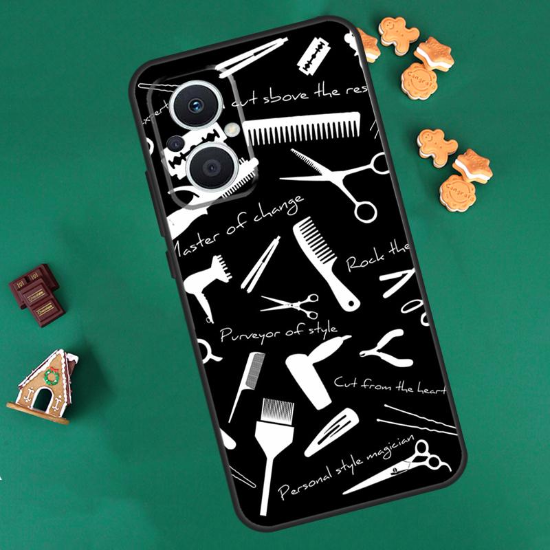 Hairdresser Barber Scissors Case For OPPO Reno 8 7 Lite 14 13 12 11 F 10 Pro 8T Cover For OPPO Find X8 X6 X5 X9 Pro Coque