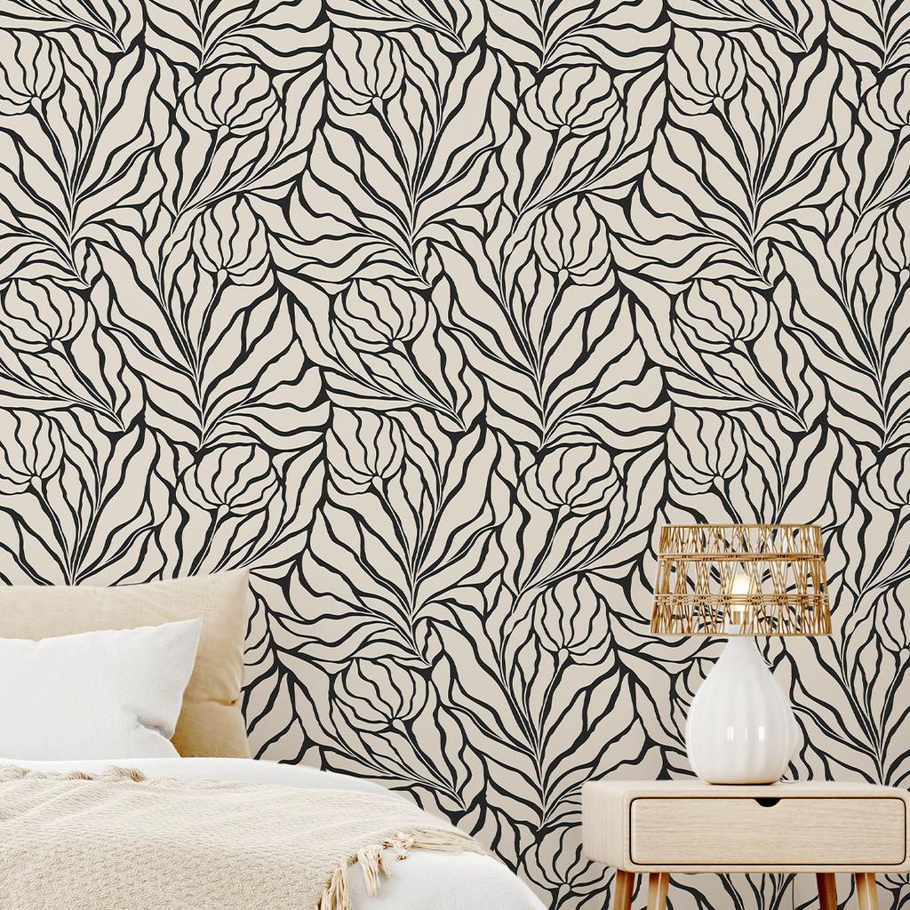 Thickened Wallpaper Self-Adhesive High-End Wall Decoration Flower Green Plant Wall Sticker Room Decoration