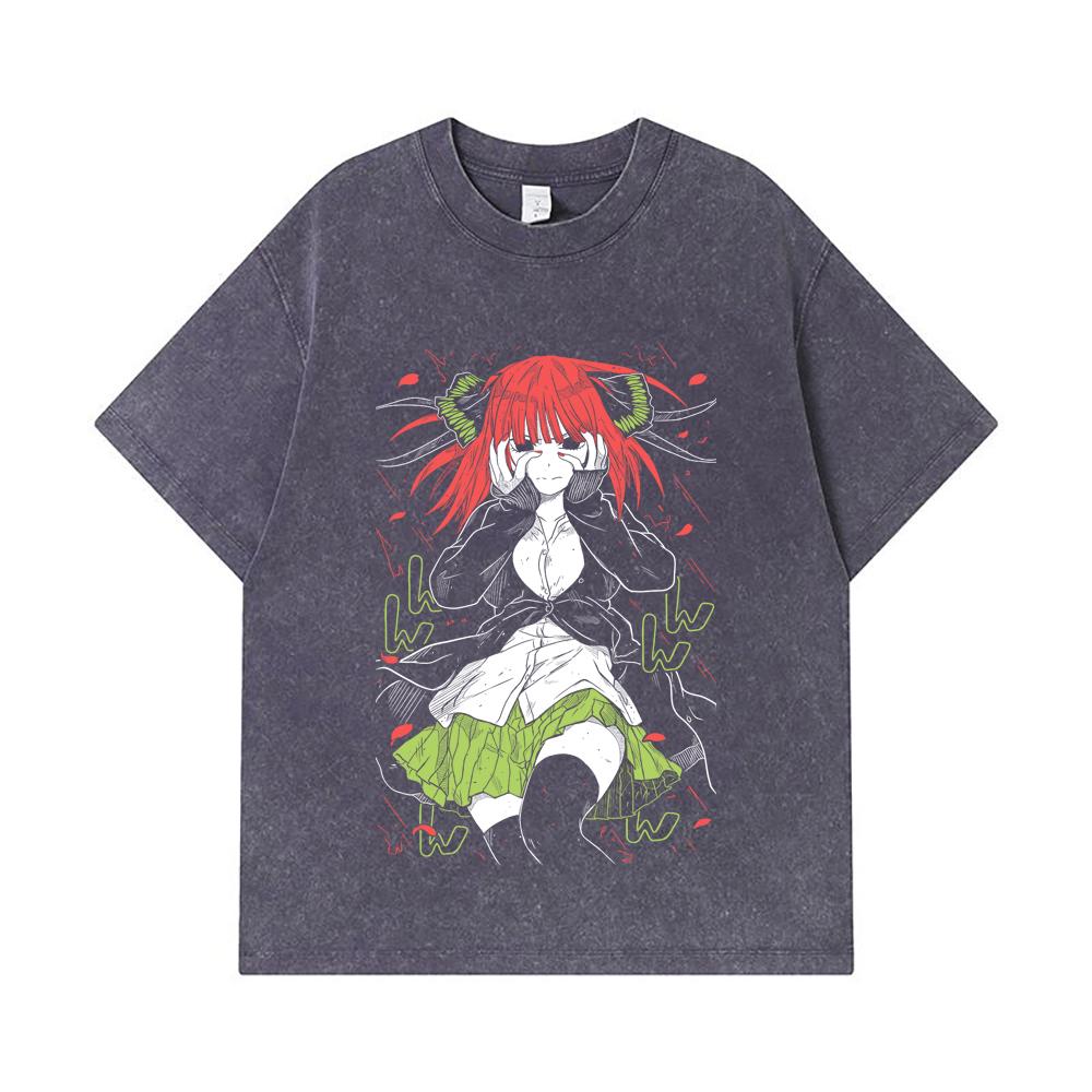 275 GSM Washed T-shirts 100% Cotton The Quintessential Quintuplets V1 Nino Print Unisex Heavy Cotton T Shirt
