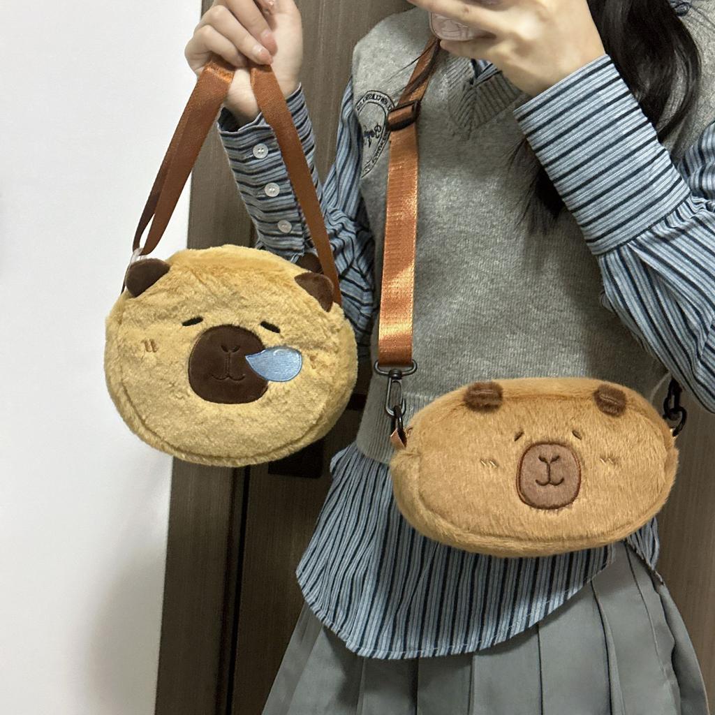 Cartoon Baguette Double-sided Cute Kapibara Diagonal Span Mobile Phone Bag Snot Capybara Girl Diagonal Span Storage Bag