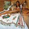 Plemienne koce indyjskie dywaniki na zewnątrz Camping koc piknikowy Boho dekoracyjne koce na łóżko Plaid Sofa maty dywan podróżny frędzle pościel
