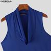 INCERUN Men Summer Low-Cut Swing Collar Sleeveless Thin Casual Tank Tops