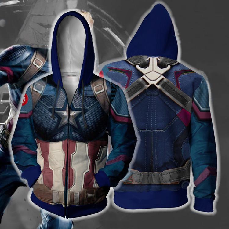 Autumn Men's Captain America Zipper Hoodie Sweatshirt