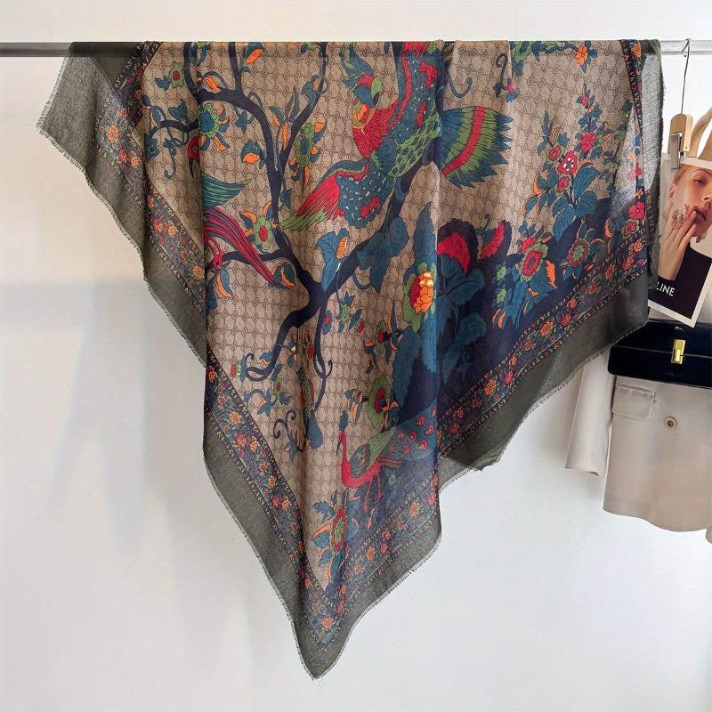 Spring and Summer Thin Imitation Cotton and Linen Shawl, Travel Photo, Color Printed Scarf, Air-conditioned Room Large Square Scarf