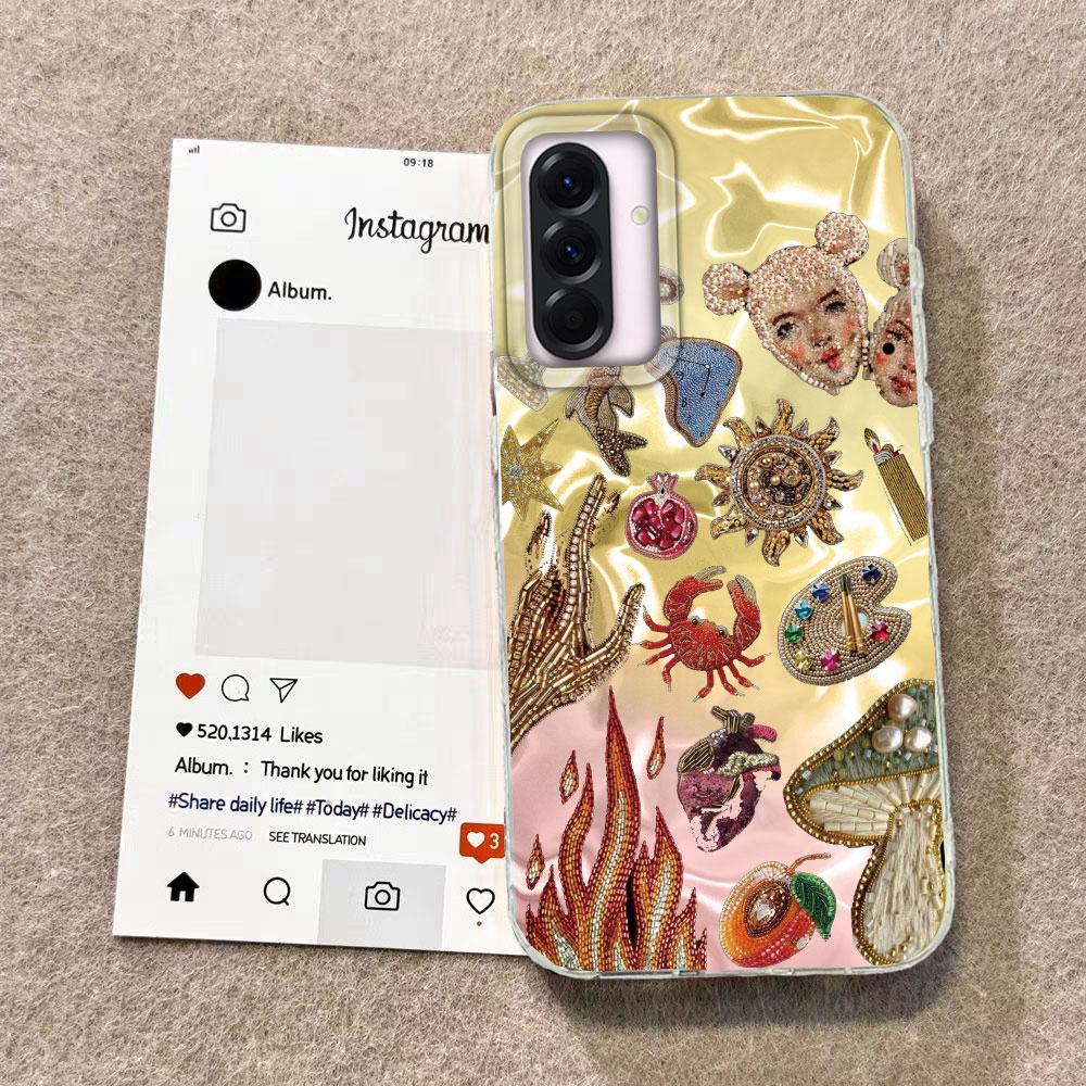 Purple Face Sun Stars Phone Case for Samsung Galaxy A55 A56 A36 A26 A16 A53 A06 A14 A24 A34 A54 A15 A25 A35 A12 Women Girl Cover