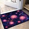 1pc, 2D Flat Printing, Dreamy Starry Sky Lotus Entrance Mat, Non-Slip Machine Washable Easy Clean Polyester Carpet, Suitable for Home And Outdoor Deco