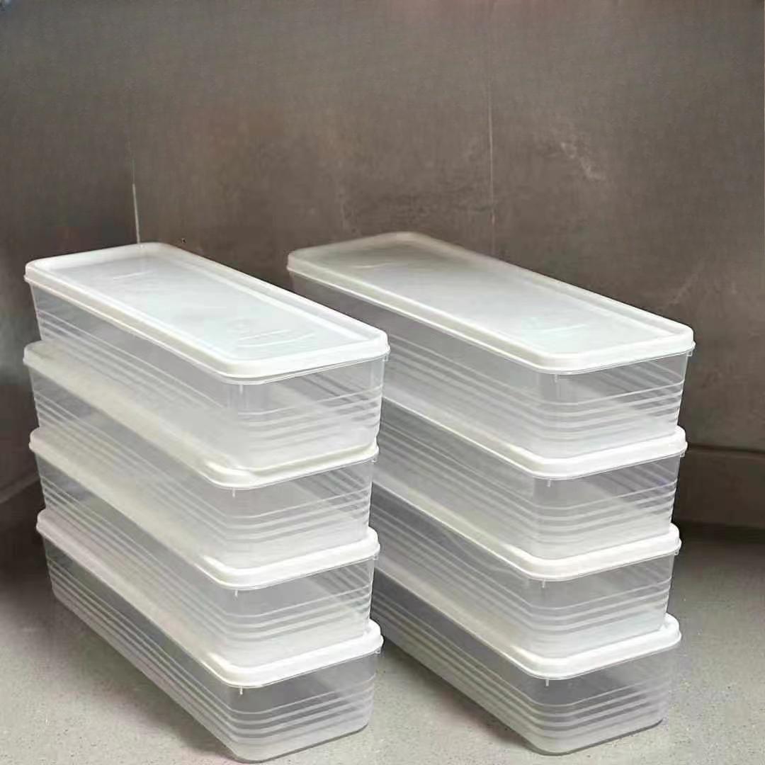 

Набор из 4 длинных прямоугольных пластиковых органайзеров для холодильника с герметичными крышками