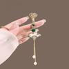 Fan Brooch Beads Tassel Rhinestone Inlays Dazzling Pin Sweater Dress Coat Suit Lapel Badge Outfit Accessories