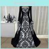Medieval Renaissance Dress For Women In Milk Silk With 3d Pattern For Stage Performance