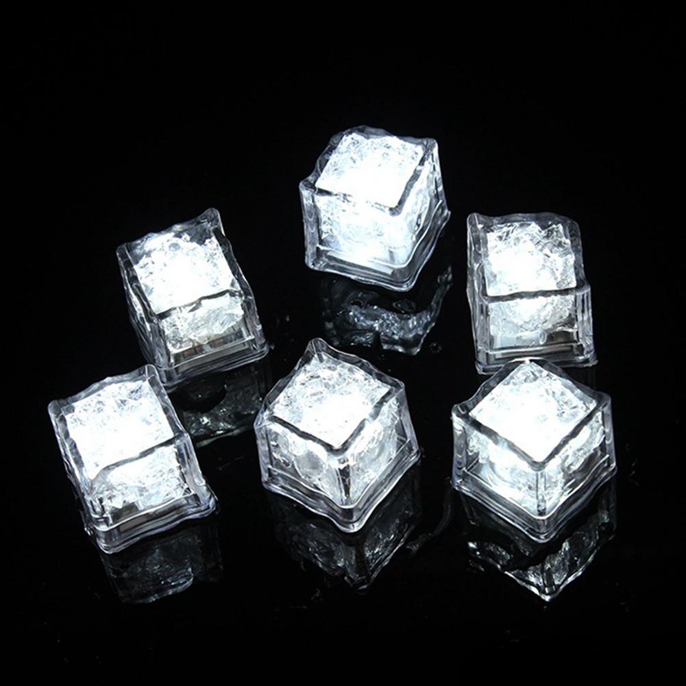 LED Ice Cubes Shape Glowing in Water Light Party Ball Luminous Flash Light Wedding Festival Bar Wine Glass Decoration 12PCS