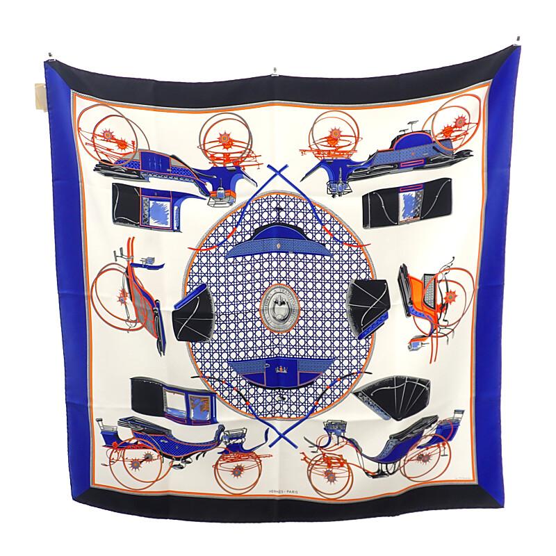 HERMES   scarf black/white silk Women