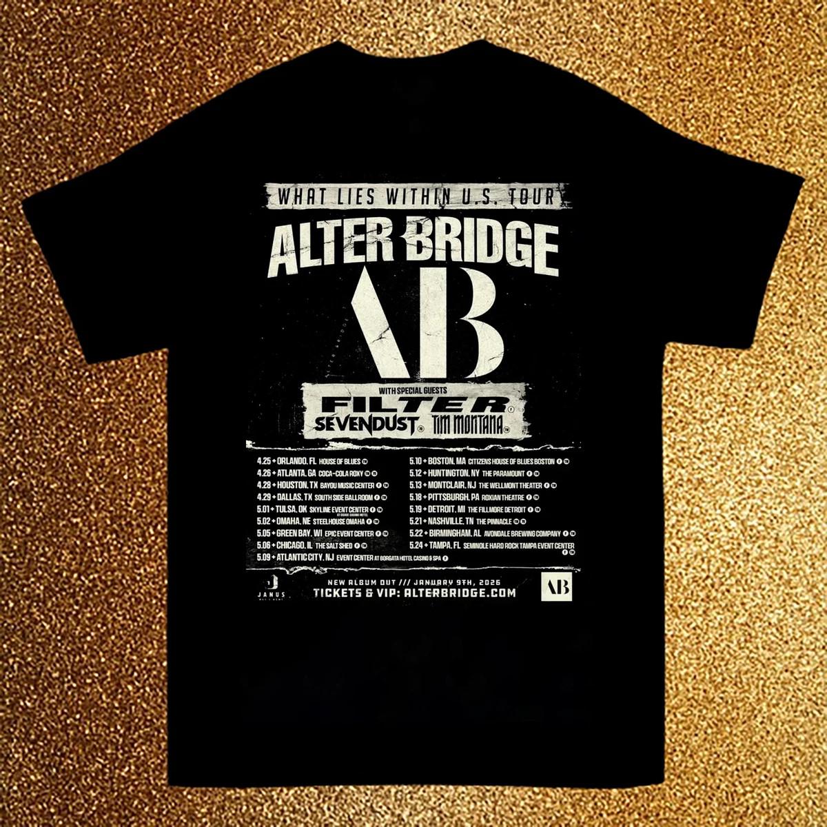 New Alter Bridge Band On Tour 2026 Black S to 5XL Concert Shirt SN942 S