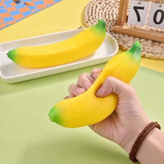 Banana Slow-Rising Squeeze Toy Soft PU Fidget for Stress Relief Cute Fruit-Shaped Decompression Gadget for Kids Adults