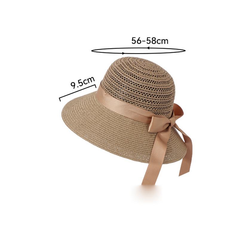 Summer Straw Sun Hat Women's Bow Outdoor Seaside Vacation Sunscreen Hat