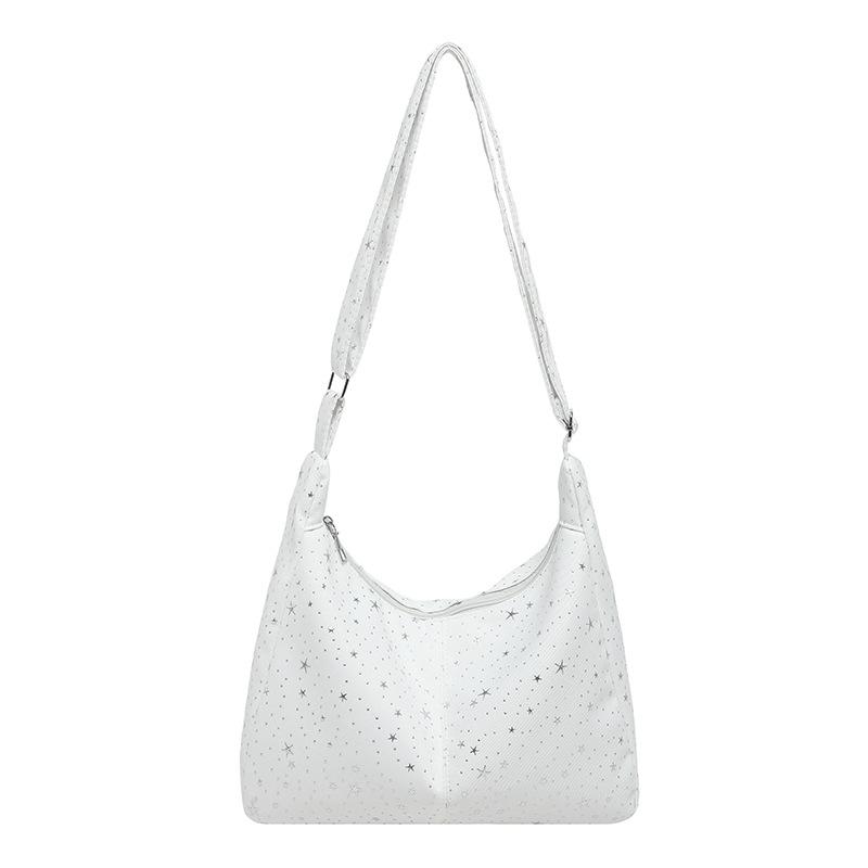 Korean niche star printed shoulder bag Korean largecapacity messenger bag casual pleated commuter fresh tote bag