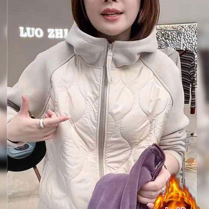 Der diesjährige trendige Colorblock-Kapuzen-Cardigan mit Reißverschluss - Vielseitig, figurbetont, verdickt, warmes Aoli-Samt für Herbst und Winter.