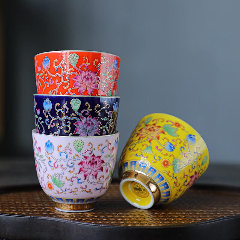 Chaxun Glazed Silver Enamel Cloud Orchid Teacup