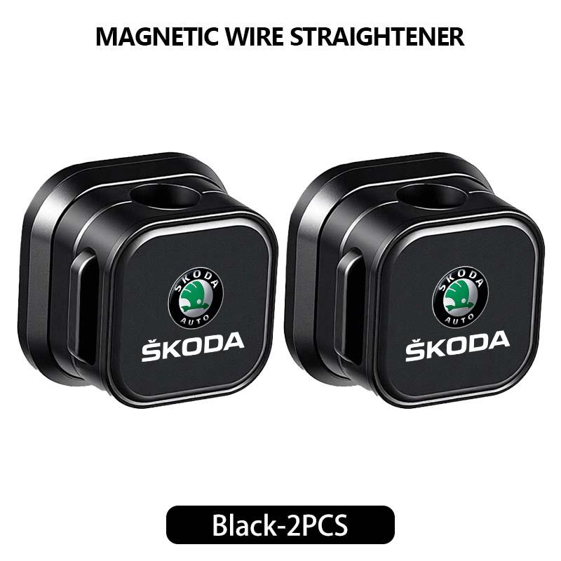 Lhwqr2 For Skoda Magnetic Protector Cable Clip Organizer USB Charger Cable Holder Cable Management Kodiaq Fabia Kamiq Karoq Octavia 2 3