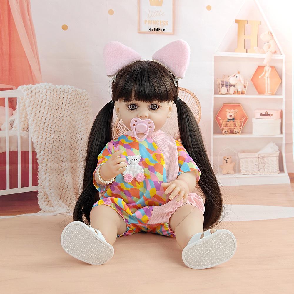 55cm Singing Reborn Baby Doll: Realistic Long Hair, Big Eyes, Yellow Outfit - Perfect Festival Gift. Clothes Only