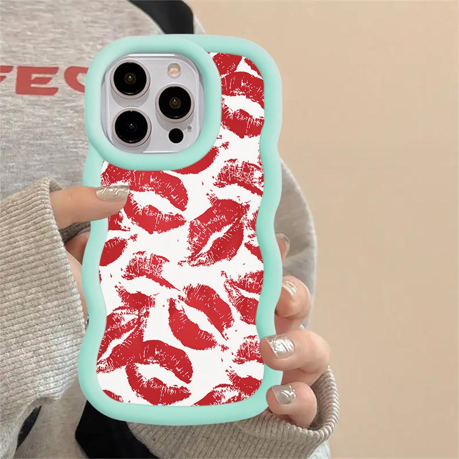 Retro And Sexy Red Lip Print Case for iPhone 11 13 12 17 Air 16 Pro Max 14 15 Plus XR 8 Soft Phone Cover