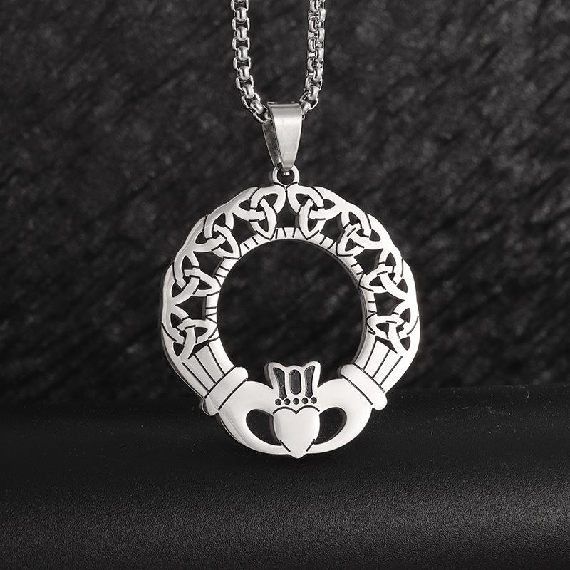 European and American Temu Popular Irish Stainless Steel Hollow Necklaces Are Popular