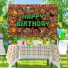 Pixel Birthday Decorations, 5x3 ft Happy Birthday Banner Backdrop for Miner TNT & Pixel Themed Celebration Kids Boys Game Party Supplies