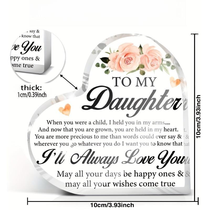 2D Flat Birthday Christmas Graduation Gift for Daughter, Transparent Acrylic Logo Keepsake Gift,Nurseries,Home Desk Living Room Acrylic Decoration