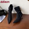 Mode Mode Plissiert Modern Damen Stiefeletten mit dünnen Absätzen Schuhe Spitzzehen Elegant Damen Kurze Stiefel Damen Pumps Schuhe