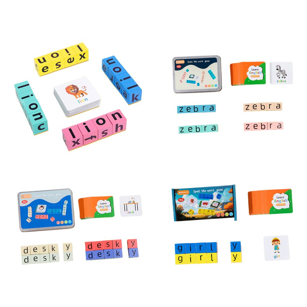Word Matching Blocks Cognitive Pairing Toy For Learning Children Wooden Montessoris Letters Block