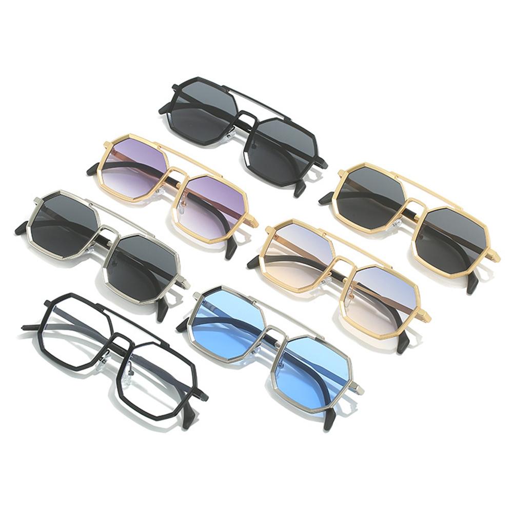 Retro Large Frame UV Protection Fashion Metal Sunglasses Sunglasses for Men/Women Square Sunglasses Polygon Sun Glasses