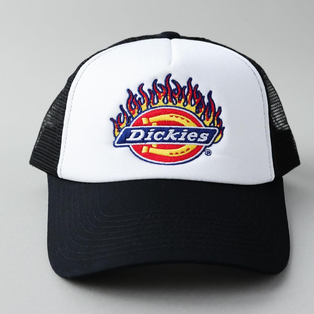 Dickies Flame Logo Standard Mesh 874 Street Cap Free Flame Cap, Unisex, (JP, Alphabet, Size, White)