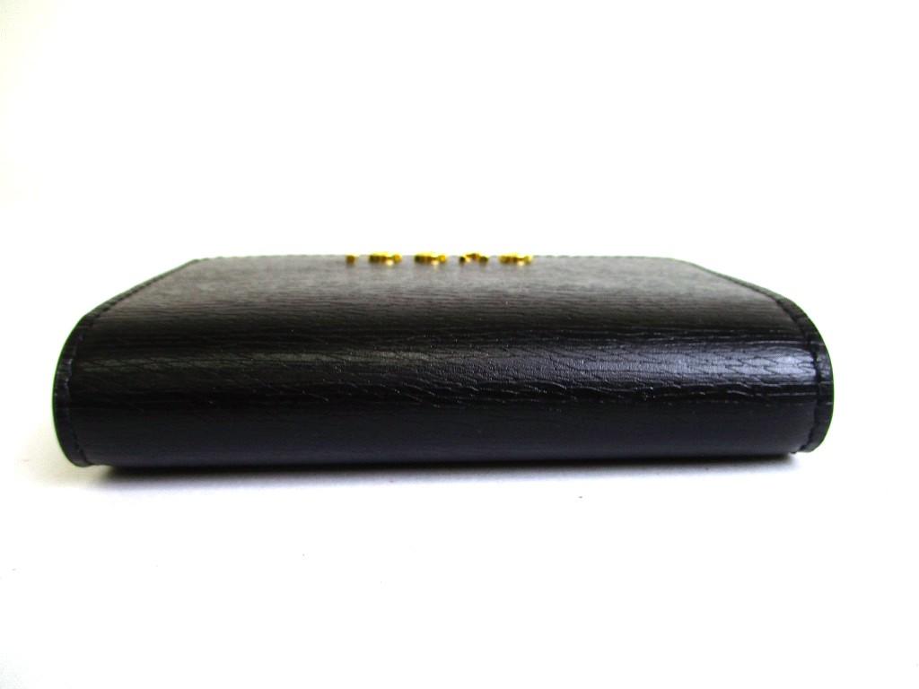 Authentic GUCCI Logo Script Black Leather Business Card Credit Card Holder #b166  Open box