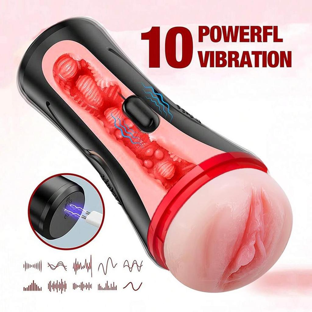 Male Electric Masturbator Sexual Stimulation Sex Toy Realistic Texture with Vibrating Vagina Squeeze Pouch Vagina Plump Soft and Juicy Toys