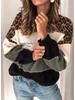 Maglione a blocchi di colore largo con scollo rotondo taglie forti da donna, collezione Primavera 2025, europeo e americano
