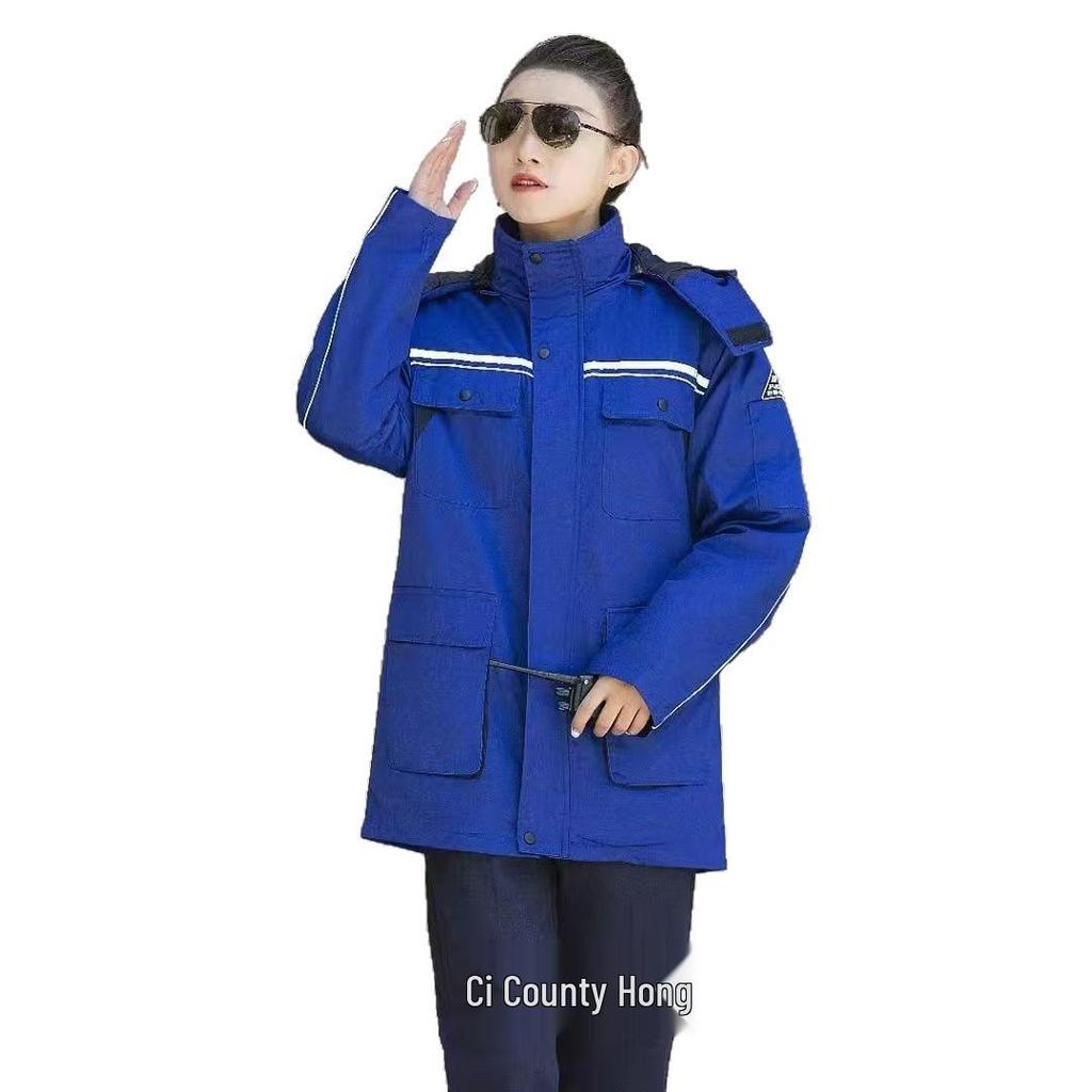 Men's Winter Anti-static Cotton-padded Work Jacket, Removable and Thickened for Warmth and Labor Protection.