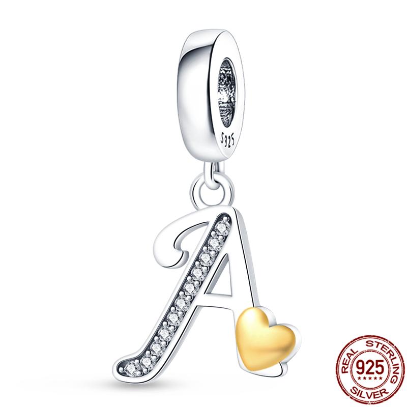 

Оригинальный дизайн кулон циркон в форме сердца 26 английских букв AZ шарм бусины подходят 925 оригинальный браслет ожерелье ювелирные изделия