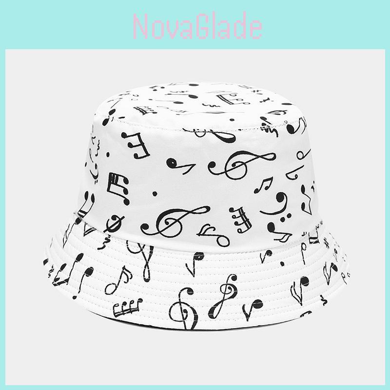 Fischerhut mit breiter Krempe und Notenmuster, Sonnenschutz für Damen und Herren