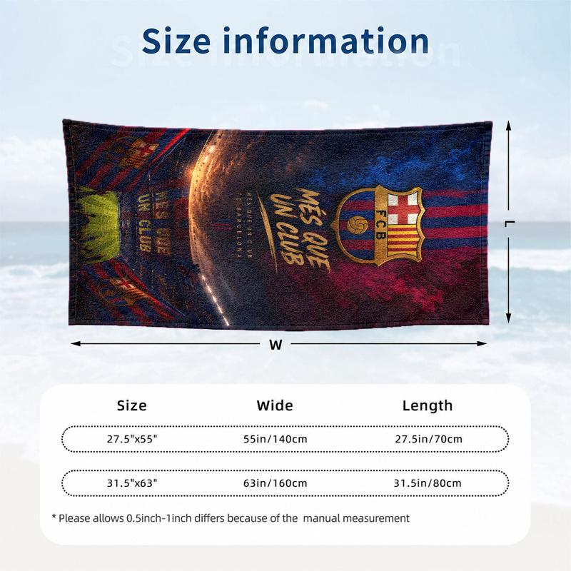 FC Barcelona Beach Towel Quick Dry Soft MicrofiberSand Resistant Oversized Cabana Bath Sheet for Swimming Pool Travel Gift