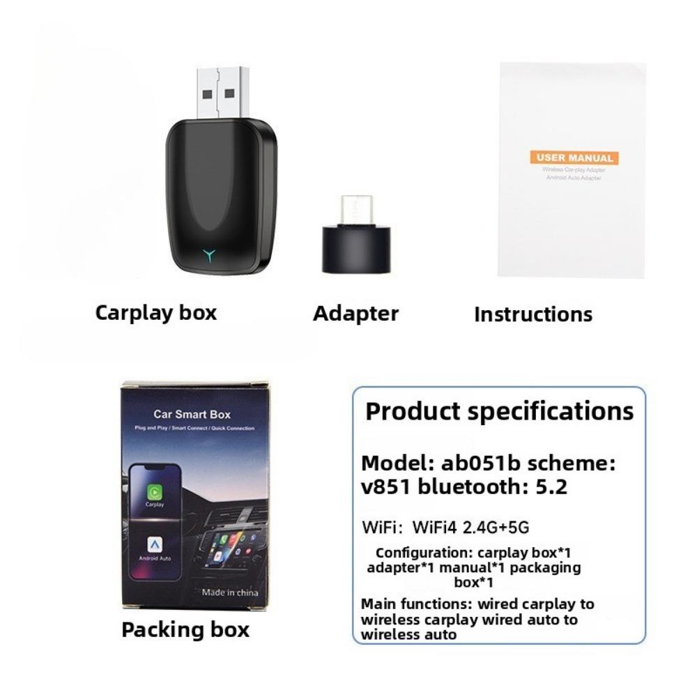 Bezprzewodowy moduł CarPlay Box Konwertuj przewodowy na bezprzewodowy Inteligentny Moduł Samochodowy Android Auto dla Płynnej Łączności