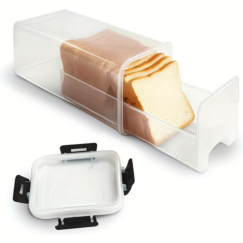 Clear Plastic Airtight Bread Box with Lid Rectangular Food Storage Container Reusable Fresh Keeping Organizer for Kitchen Use