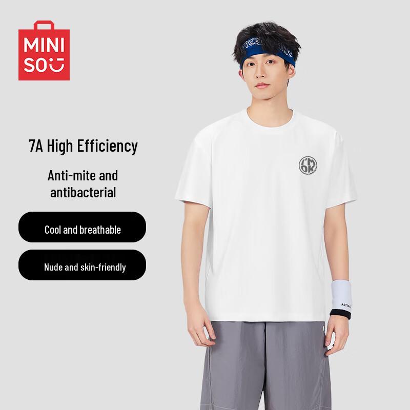 MINISO 2025 Summer Men s Antibacterial Loose-Fit Casual Short Sleeve T-Shirt 3XL