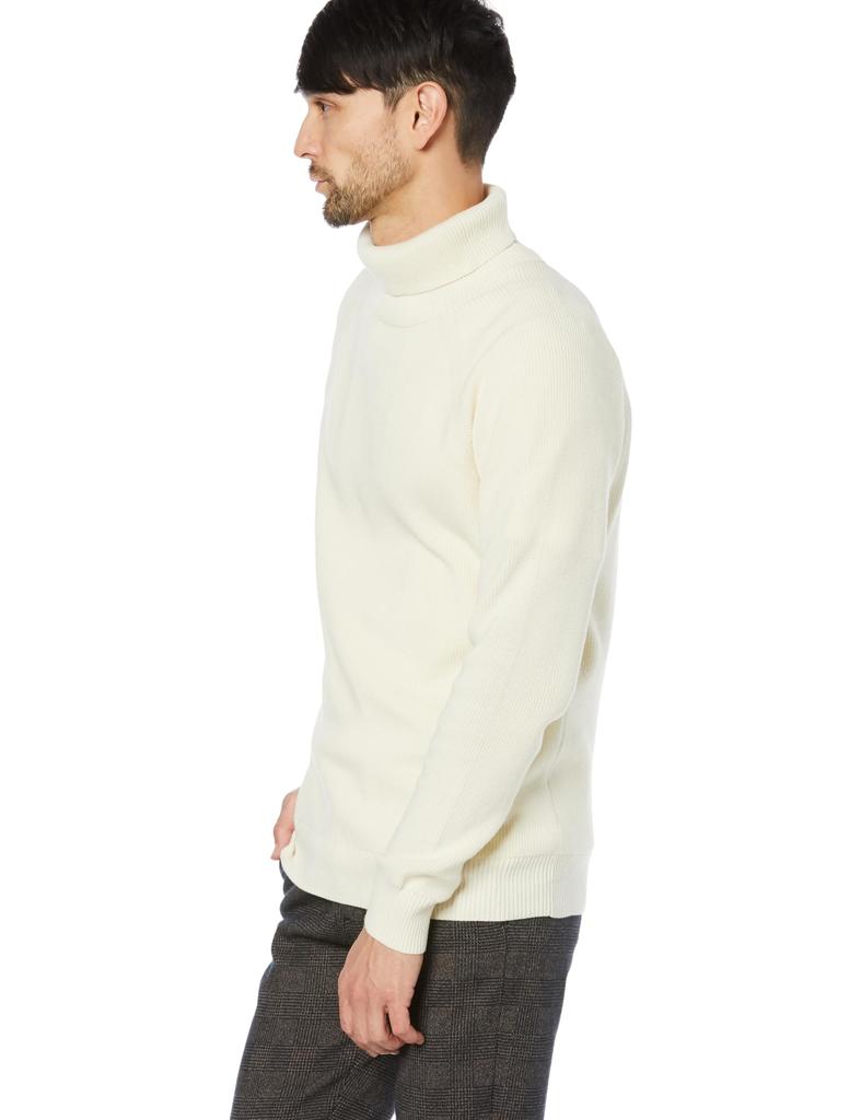 Amazon Essentials Men's Rib Knit Turtleneck Sweater, 100% Cotton, Ivory, Size XL