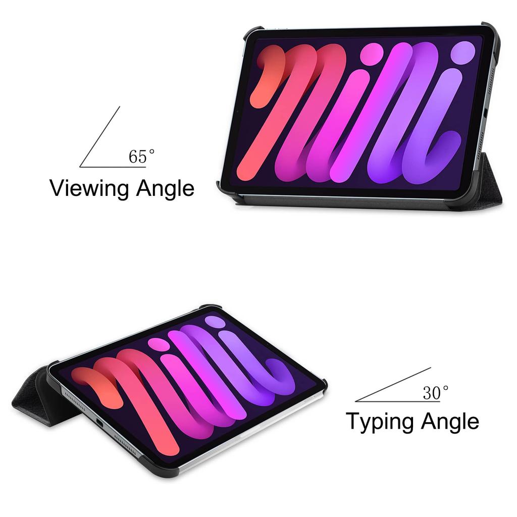 Case for iPad Mini 7 6 8.3'' with [Tri-fold Stand + Auto Wake/Sleep], Colorful Premium PU Leather Case Shockproof Hard Shell