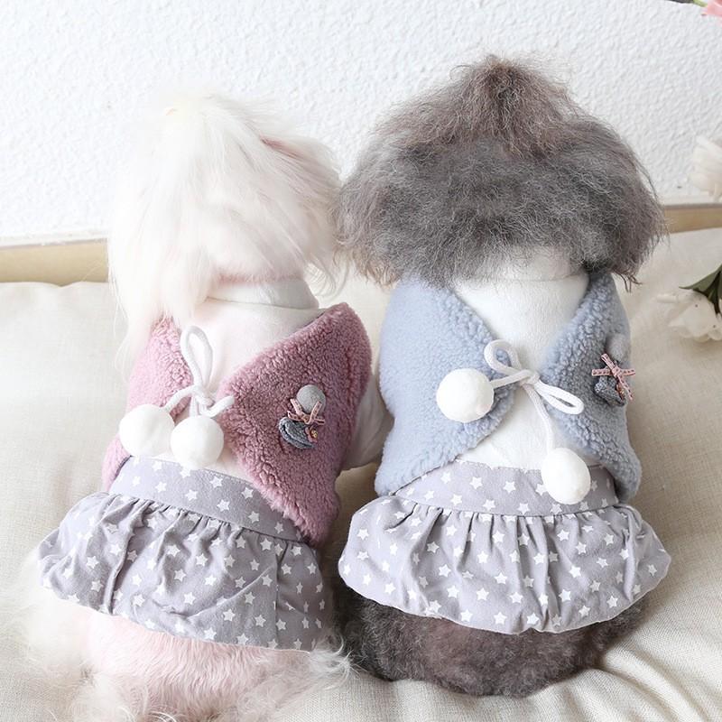 Winter Star Faux Two-Piece Fleece Dress Cat Dog Costume Pet Clothing