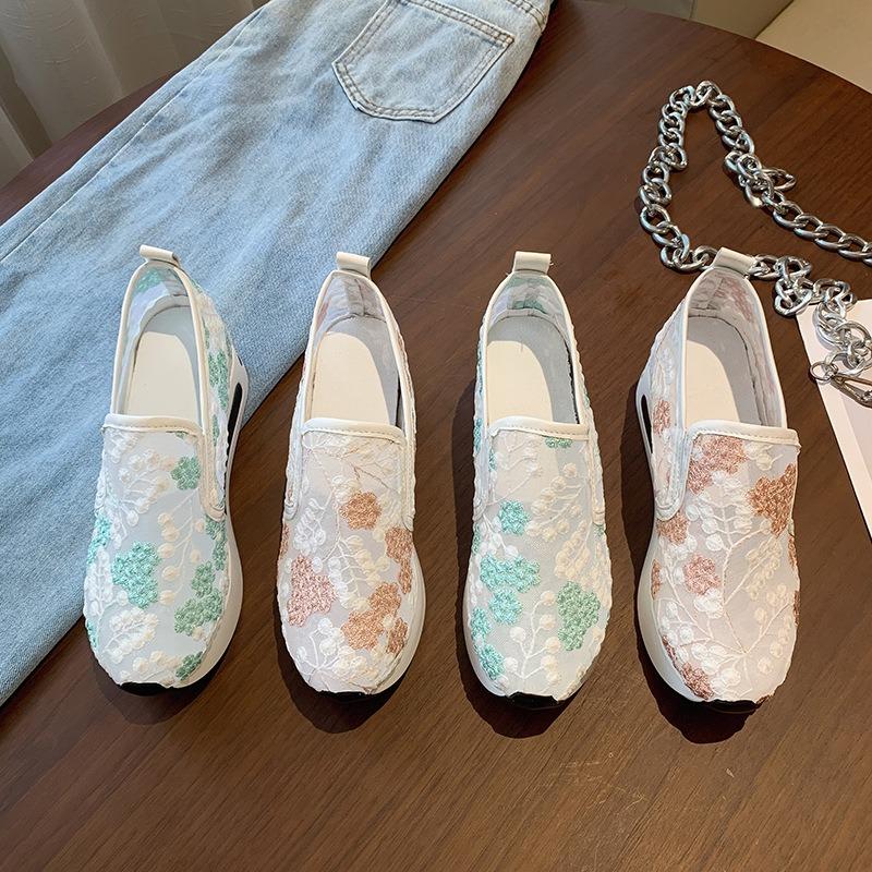 Spring and summer new muffin bottom mesh yarn large size fashion casual breathable single shoes tide