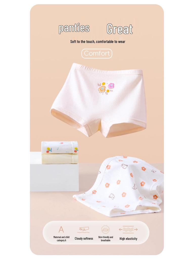 New Pure Cotton Girls' Cartoon Underwear - Soft, Comfortable, Antibacterial, Skin-Friendly Shorts