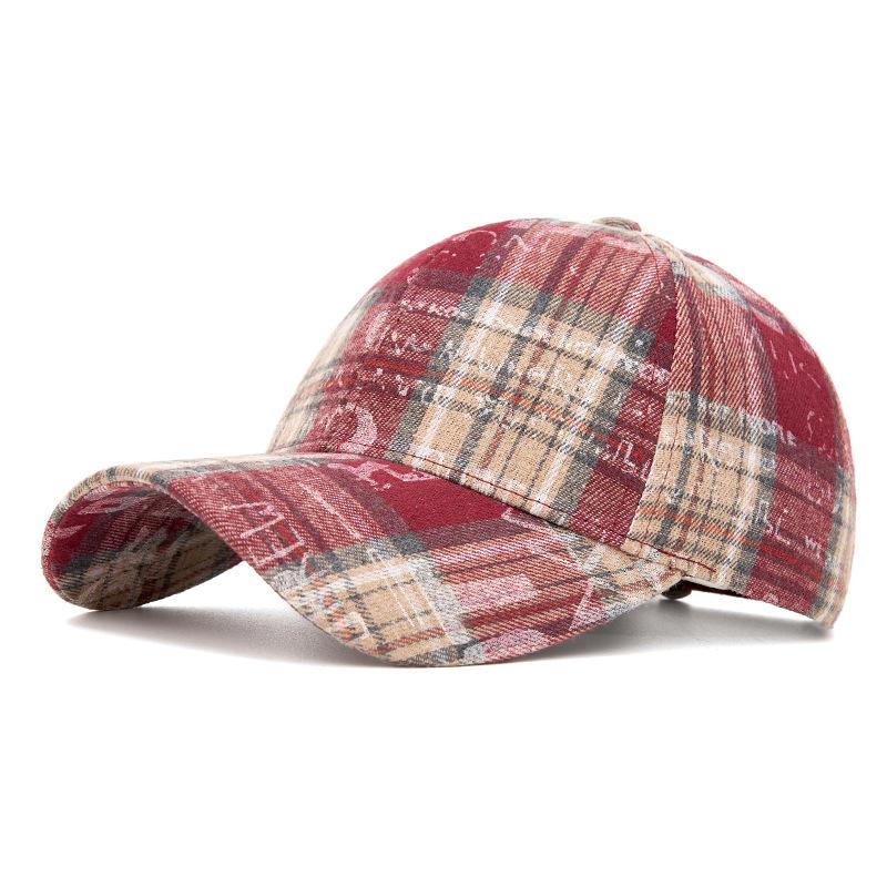 Клетчатая бейсболка Весенне-летняя шляпа от солнца Кепка с нестандартной надписью