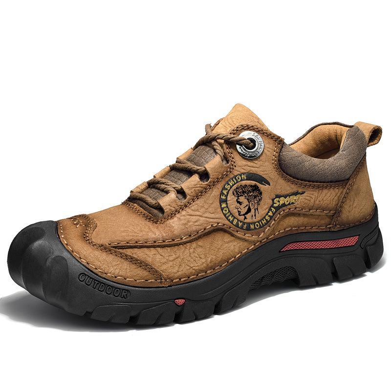 Men's Versatile Casual Leather Shoes - Thick Sole, Wear-Resistant, Genuine Leather, Spring 2023 Hiking & Labor Protection Shoes.